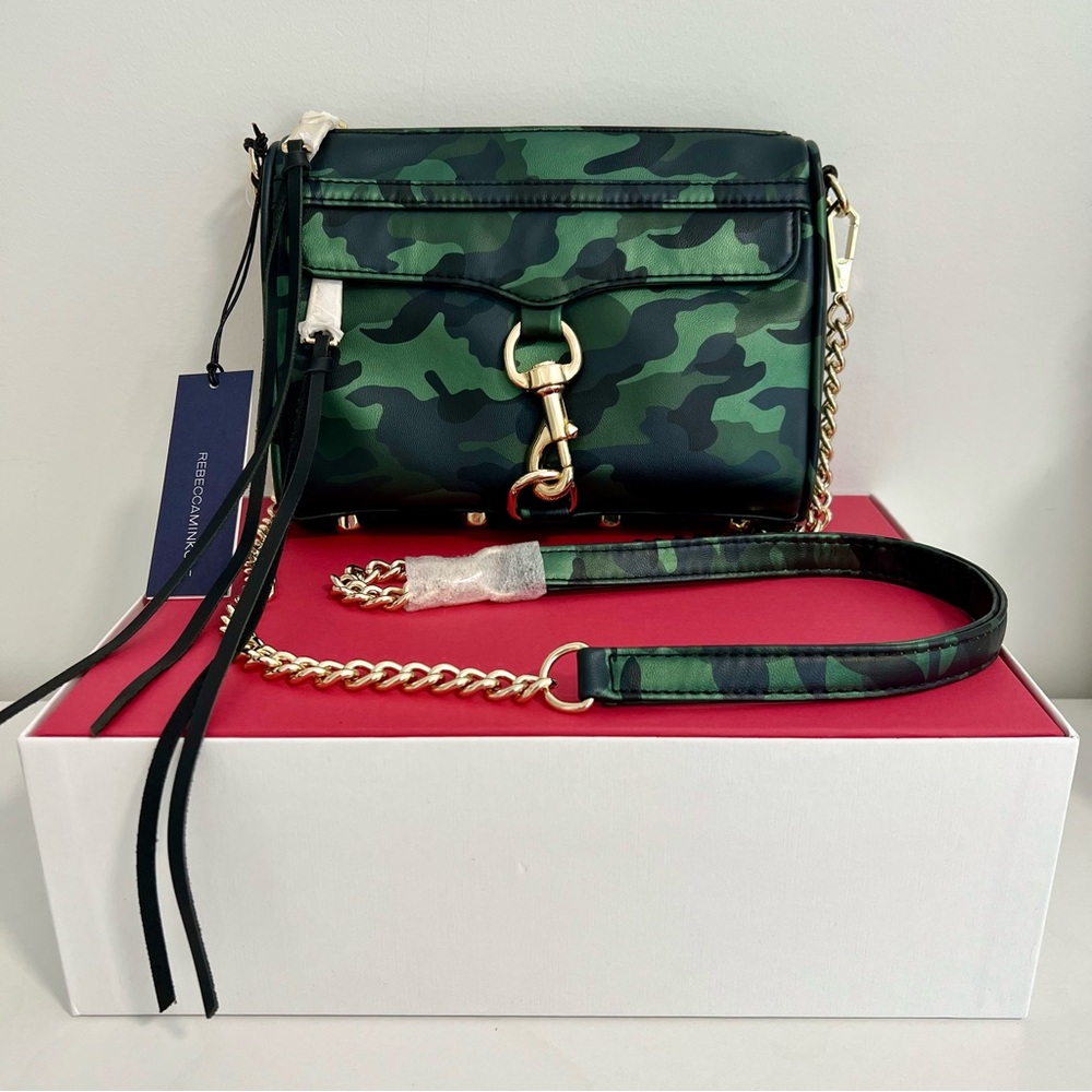 Rebecca Minkoff Green Camouflage Women's Sholder / Cross Bag with Gold Accents